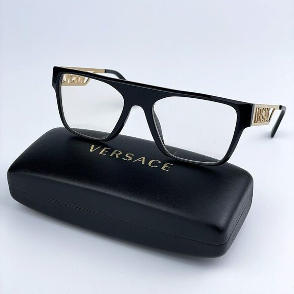 NEW Versace VE3326U GB1 Black Gold Square Unisex Eyeglasses - Picture 1 of 9